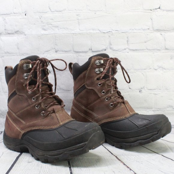 LL Bean Storm Chaser Brown Leather Insulated Winter Boots Size 8.5 M - Picture 3 of 9